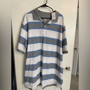 Men's DXL Striped Polo Shirt - Blue and Gray NWT size 3xl tall